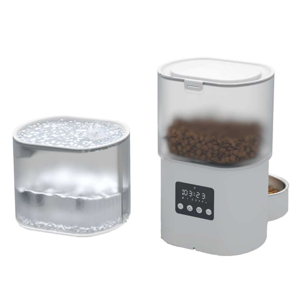 Distributeur Automatique Croquettes 3L + Fontaine à Eau 2,5L