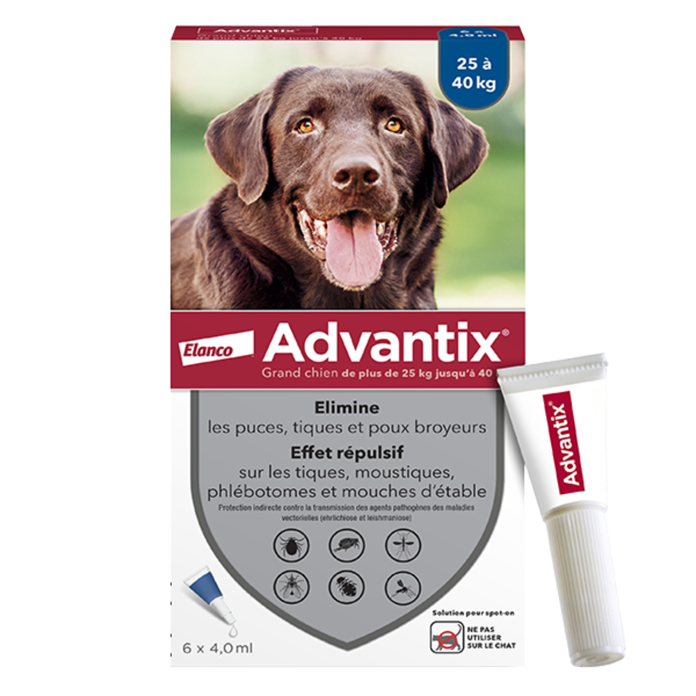 ADVANTIX large dog 25-40kg - 6 Anti-Flea and Anti-Tick Pipettes