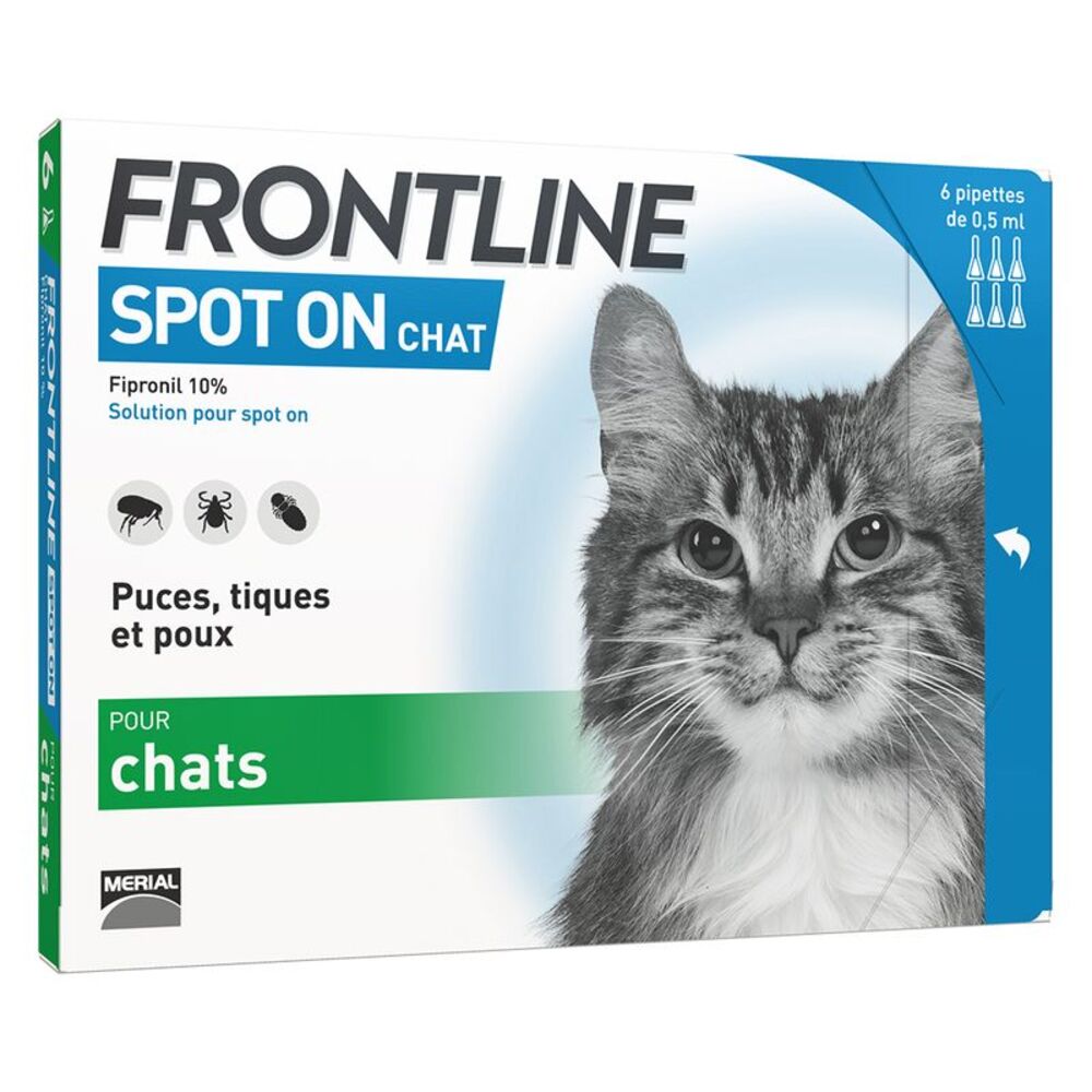 Frontline Spot-On Cat – 6 Antiparasitic Pipettes Against Fleas and Ticks