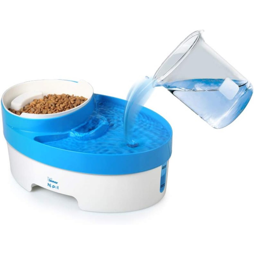 2-in-1 Filter Water Fountain with Food Bowl – Cat