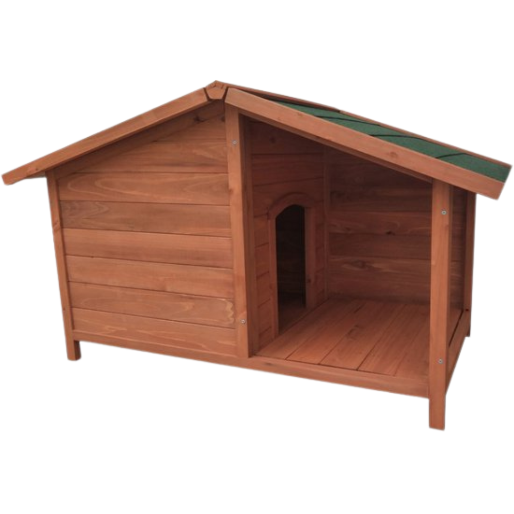 Niche pour chien avec patio en sapin