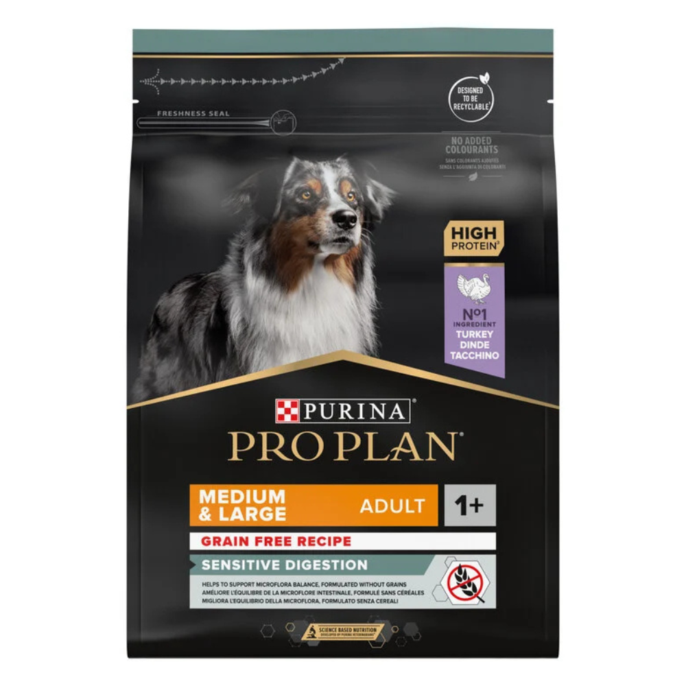 PRO PLAN MEDIUM & LARGE SENSITIVE DIGESTION GRAIN FREE - Rich in turkey - 12kg