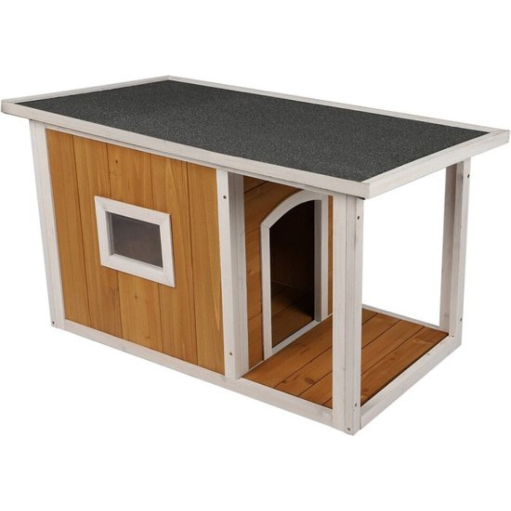 Niche pour Chien avec Patio – Toit Amovible et Fenêtre Intégrée