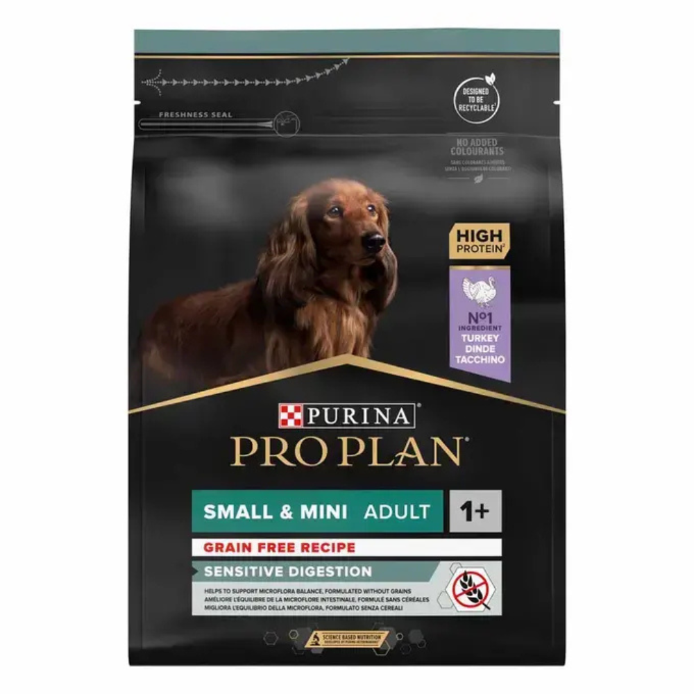 PRO PLAN SMALL & MINI ADULT SENSITIVE DIGESTION GRAIN FREE- Riche en Dinde - 2.5kg