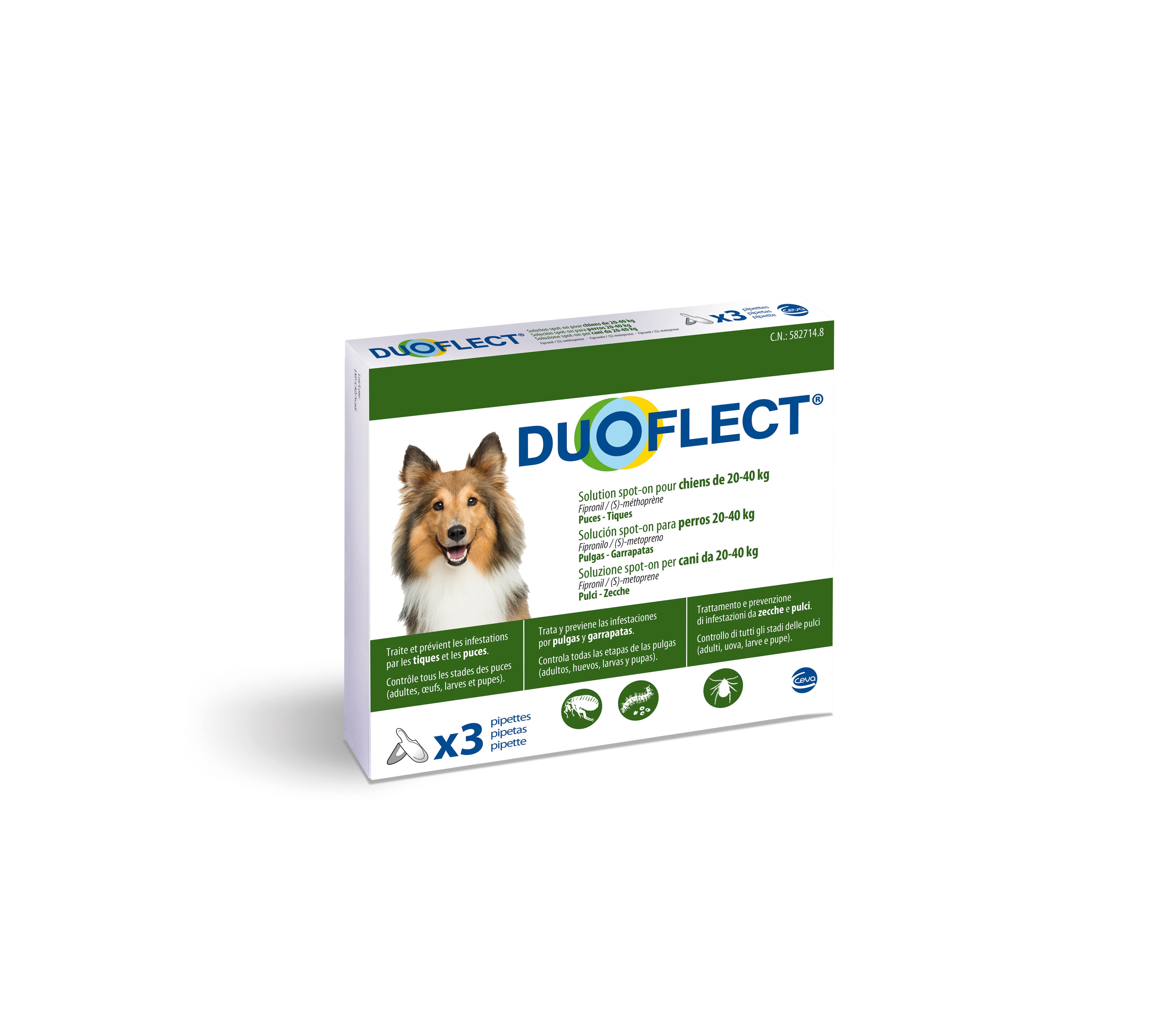 DUOFLECT dog 20/40 KG - 3 Anti-Flea and Tick Antiparasitic Pipettes