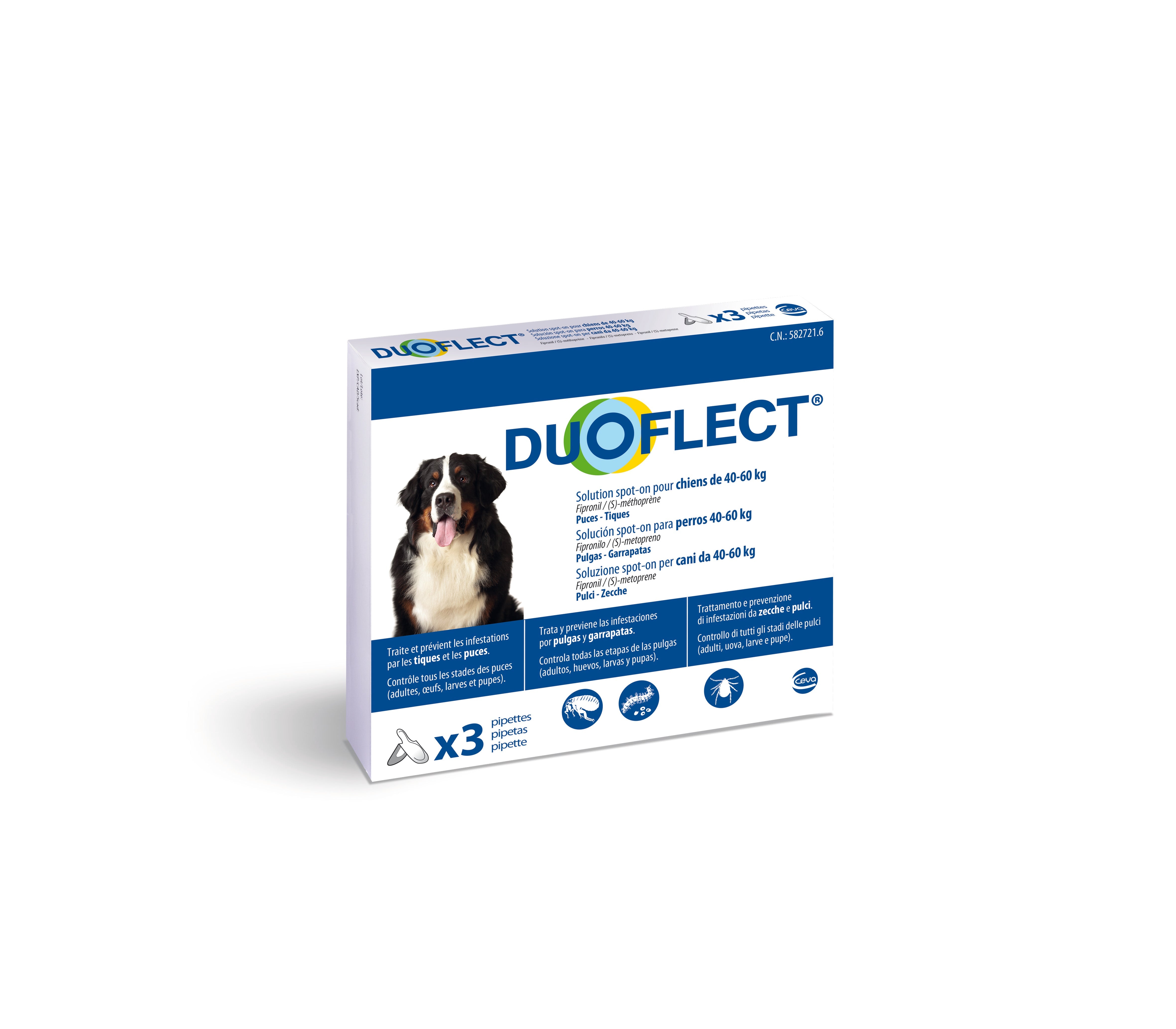 DUOFLECT dog 40/60 KG - 3 Anti-Flea and Tick Antiparasitic Pipettes