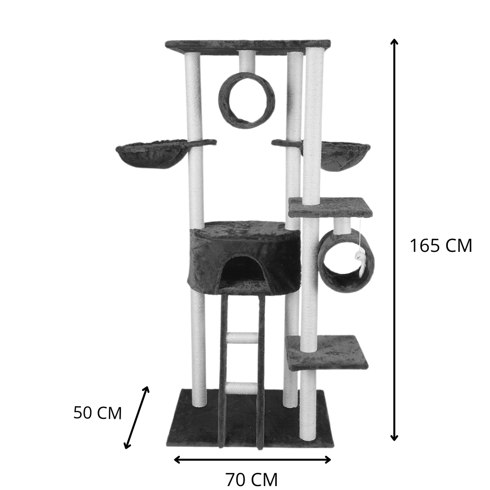 Arbre à Chat XXL H165cm – Aire de Jeu avec Griffoir et Plateformes