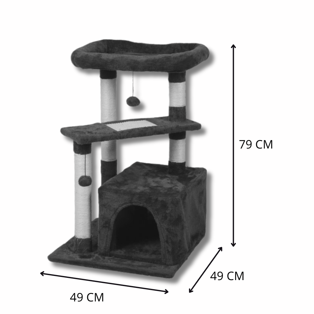 Cat Tree with Niche and Scratching Post – Comfortable Bed H79cm