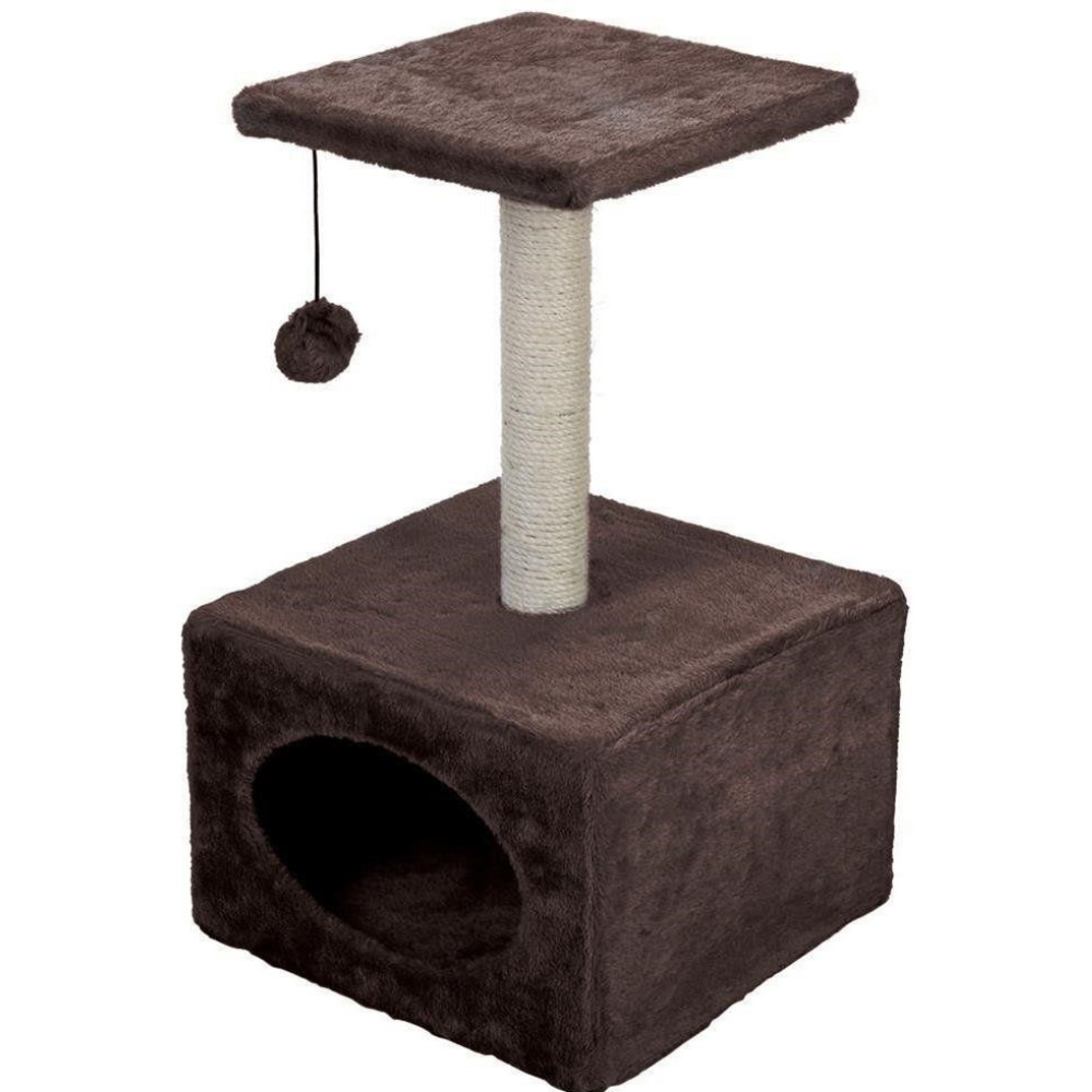 Cat Tree with Niche and Scratching Post - Compact and Comfortable (L30 x W30 x H53cm)