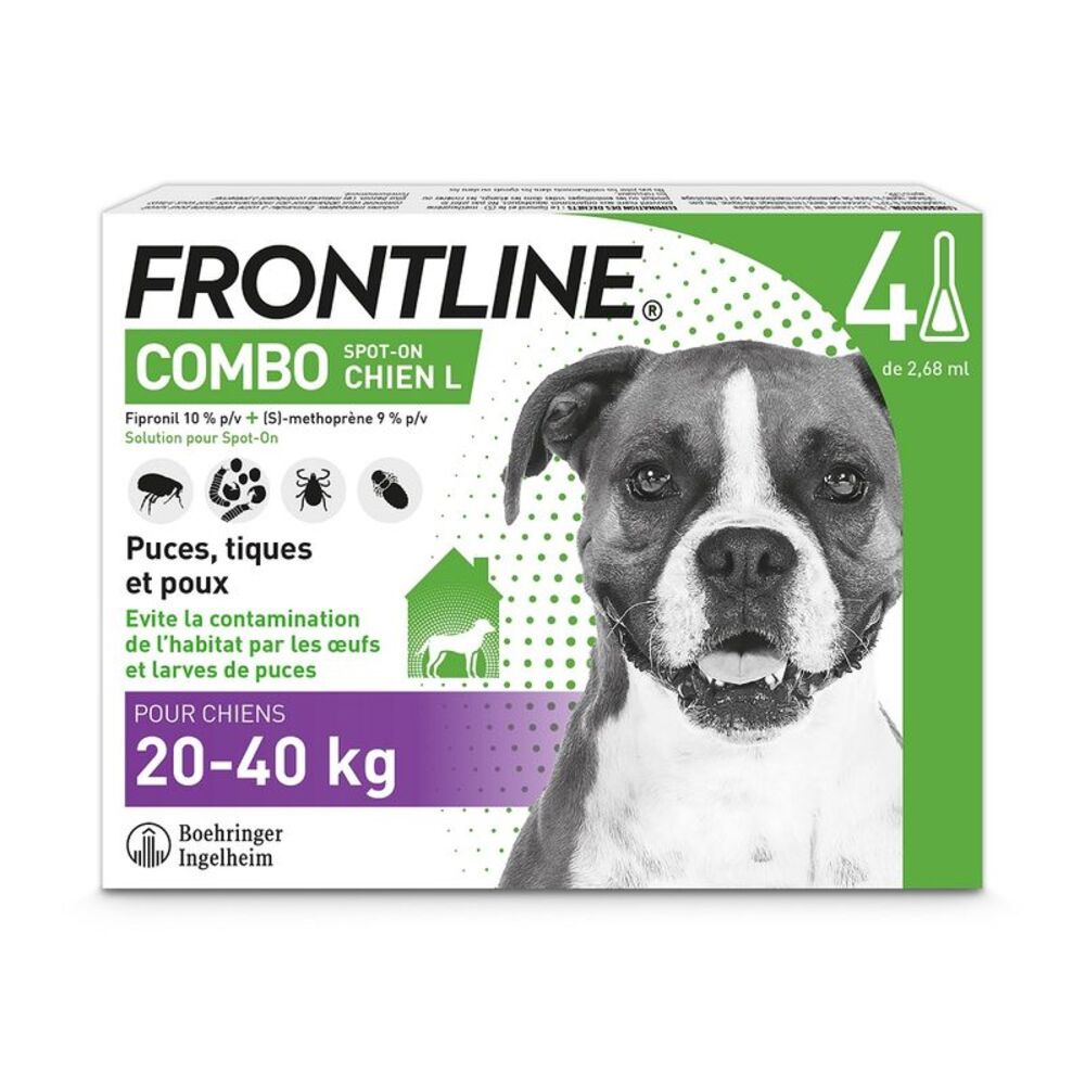 Frontline Combo 20-40kg – 4 Antiparasitic Pipettes for Dogs