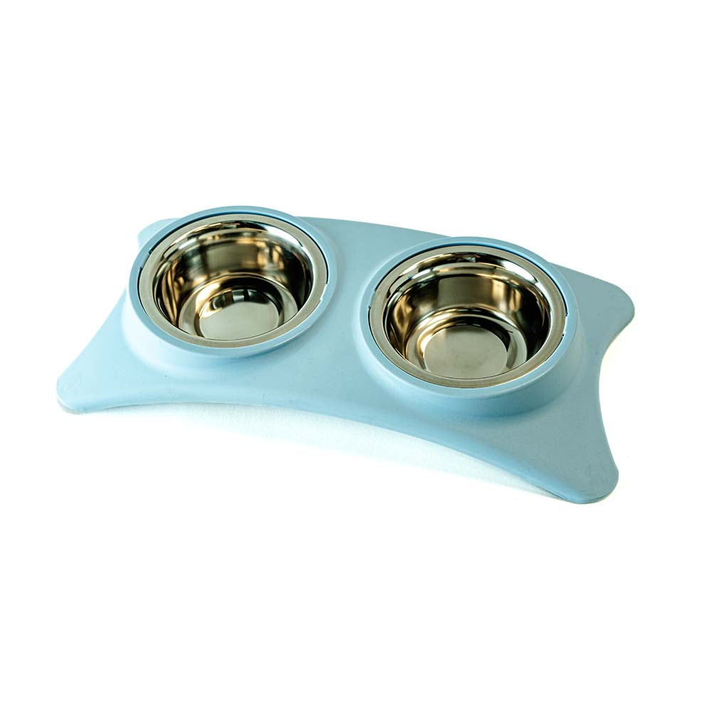 Gamelle Double en Acier Inoxydable pour Chien - Support Antidérapant et Design Élégant