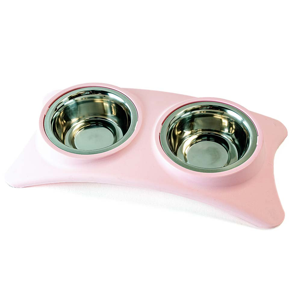 Gamelle Double en Acier Inoxydable pour Chien - Support Antidérapant et Design Élégant