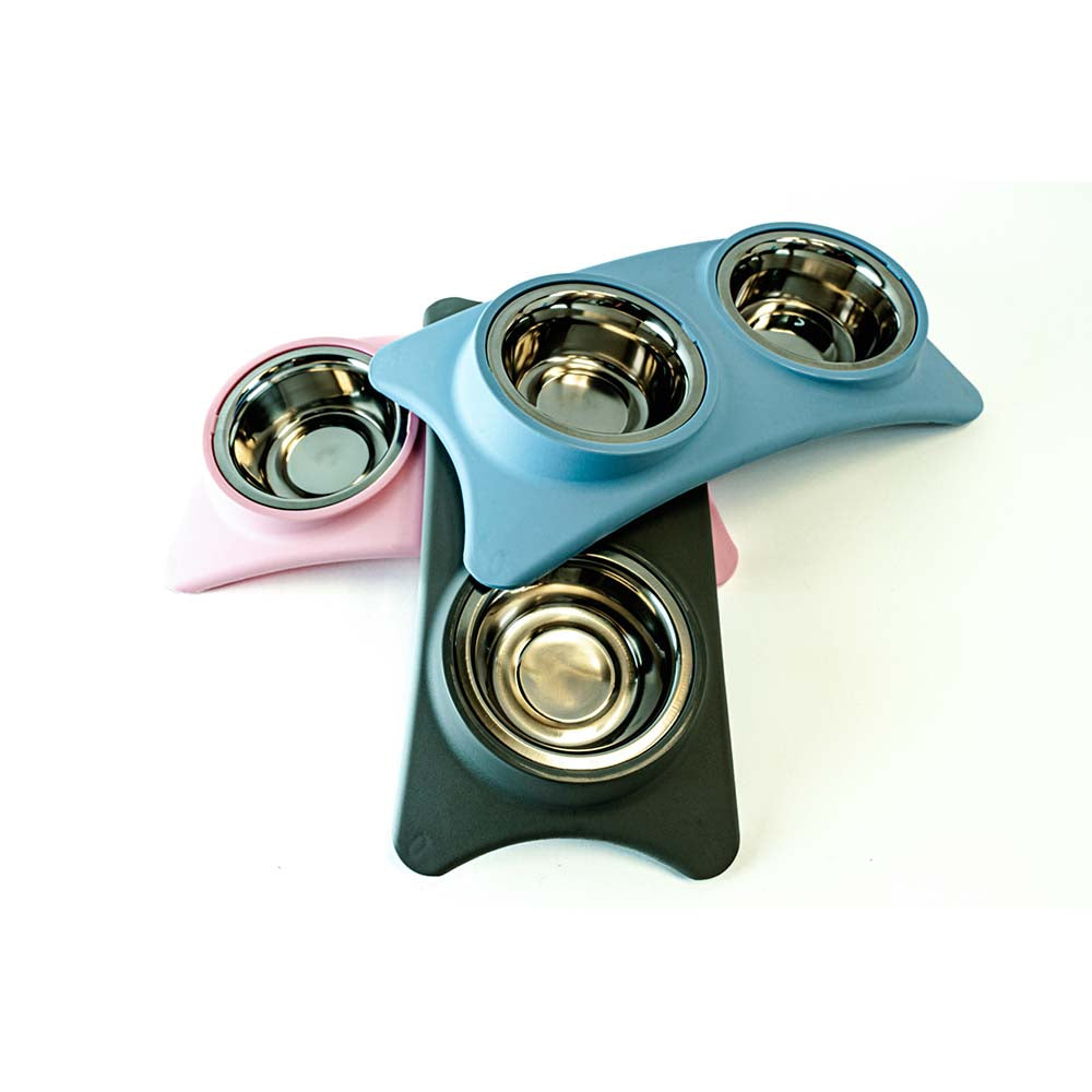 Gamelle Double en Acier Inoxydable pour Chien - Support Antidérapant et Design Élégant