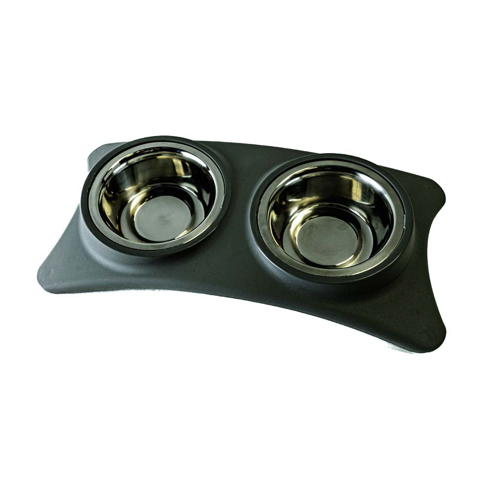 Gamelle Double en Acier Inoxydable pour Chien - Support Antidérapant et Design Élégant
