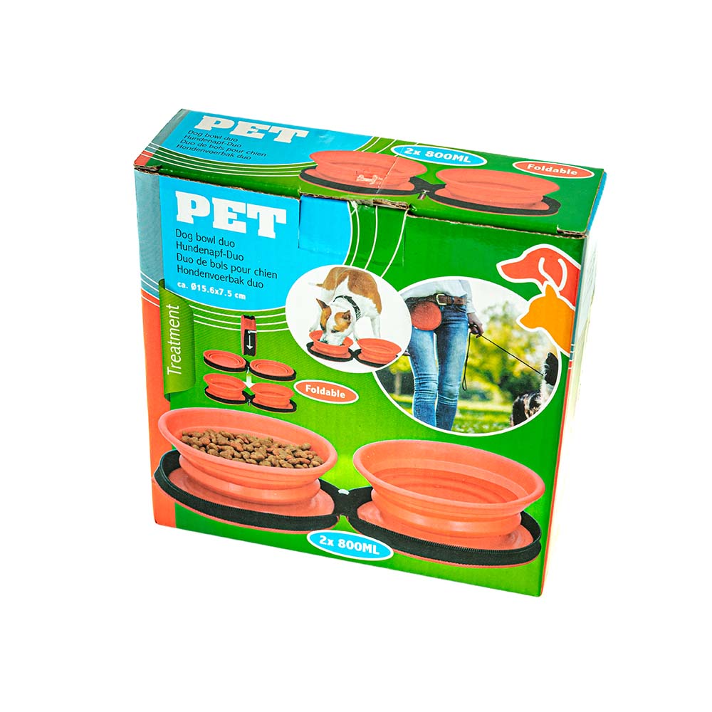 Travel Dog Bowl - Retractable and Collapsible Double Bowl