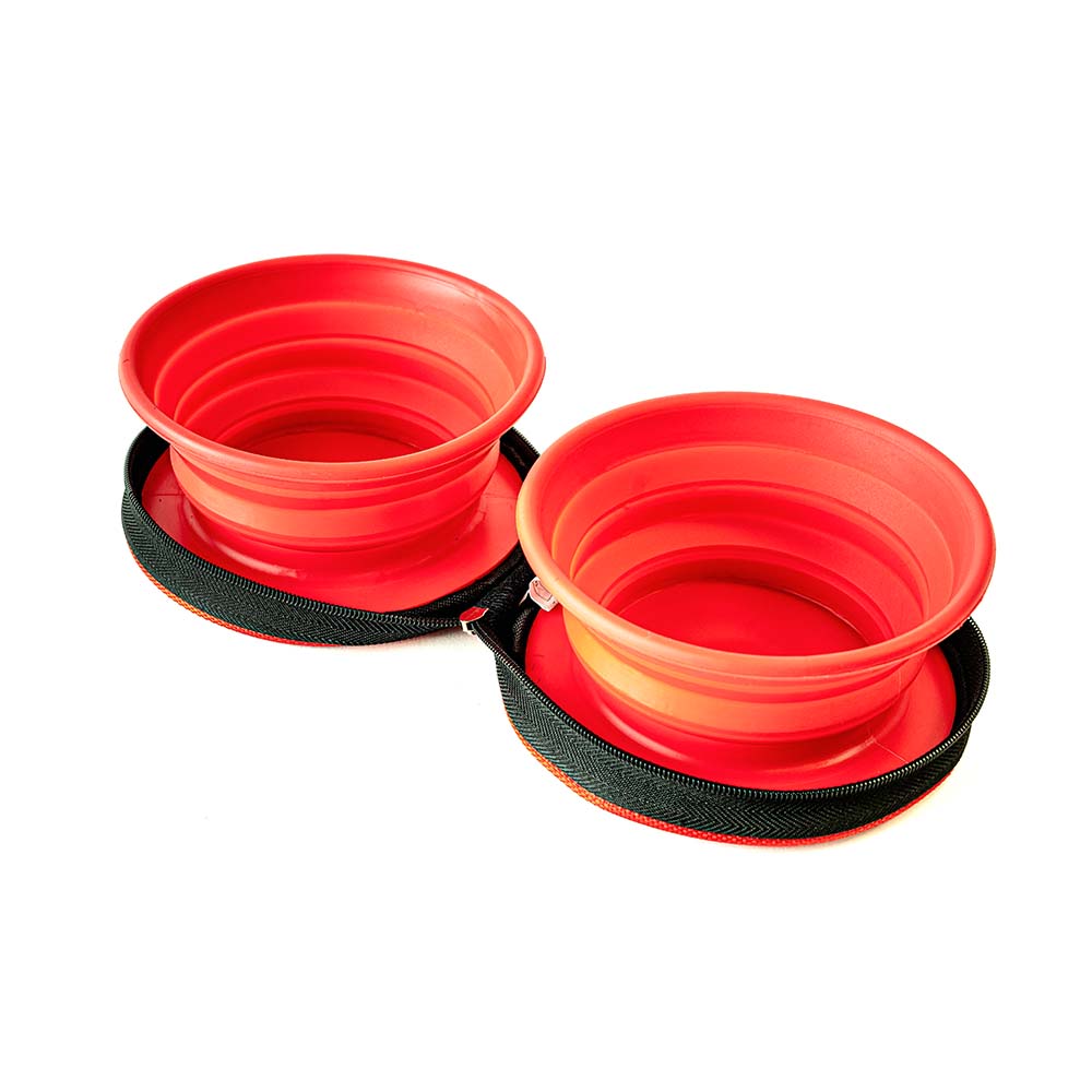 Travel Dog Bowl - Retractable and Collapsible Double Bowl