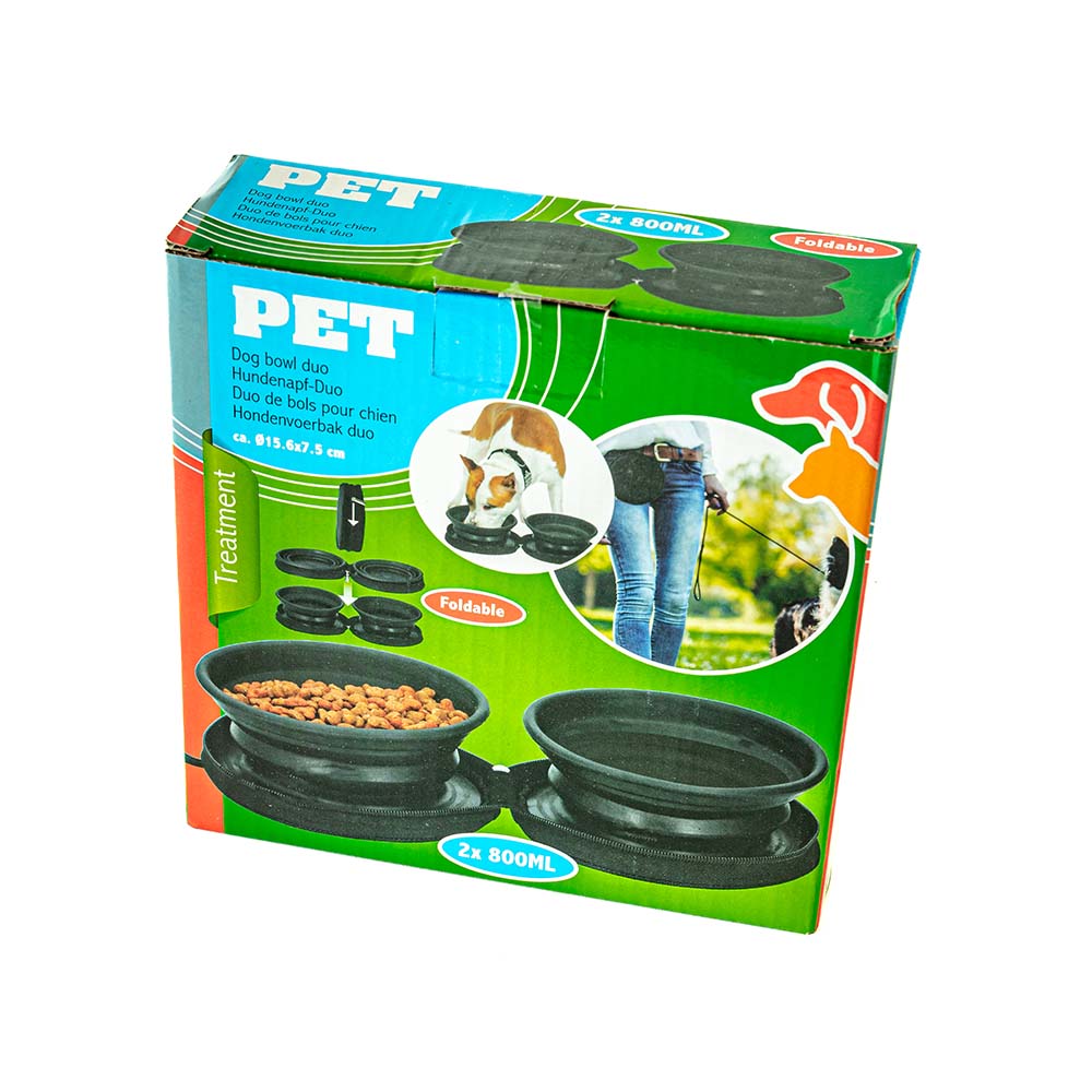 Travel Dog Bowl - Retractable and Collapsible Double Bowl