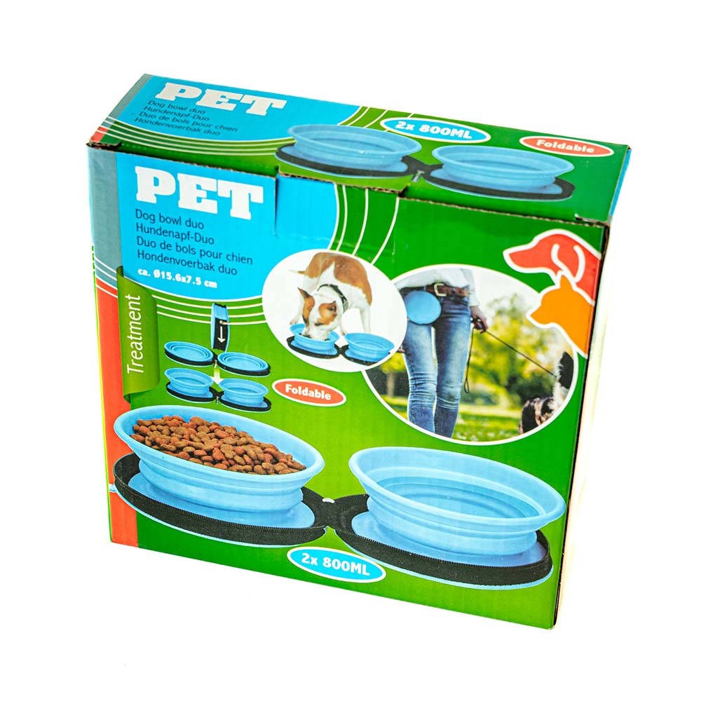 Travel Dog Bowl - Retractable and Collapsible Double Bowl