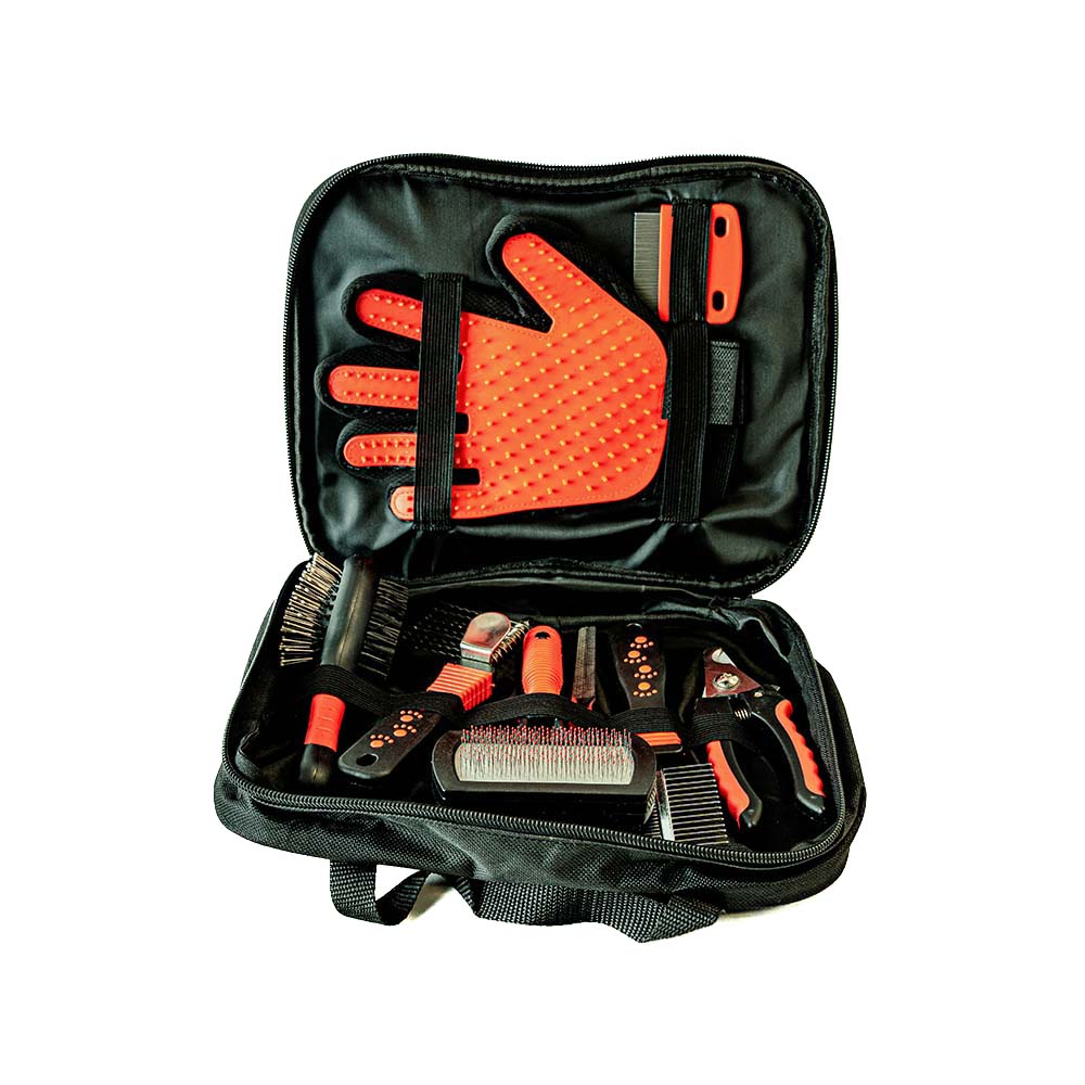Kit de Toilettage Complet pour Chien et Chat - Brosse, Gant, Ciseaux et Peigne