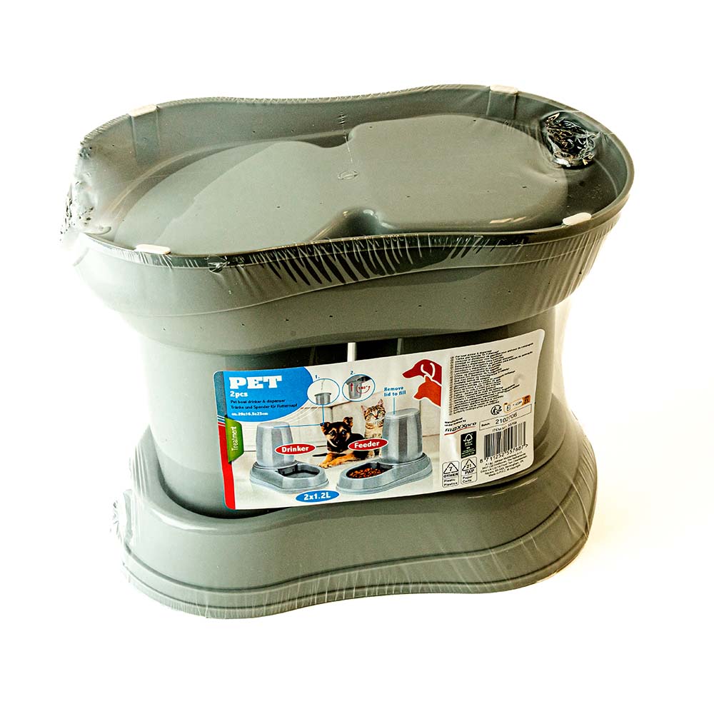 Mangeoire automatique 2-en-1 pour chien et chat – Distributeur de croquettes et d'eau 2L
