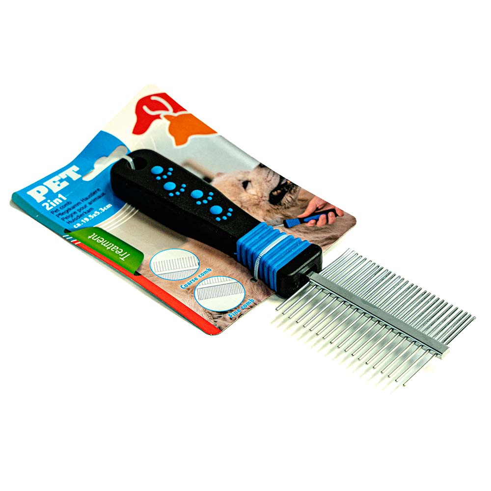 2 in 1 Pet Comb - Fine and Wide Teeth for Detangling