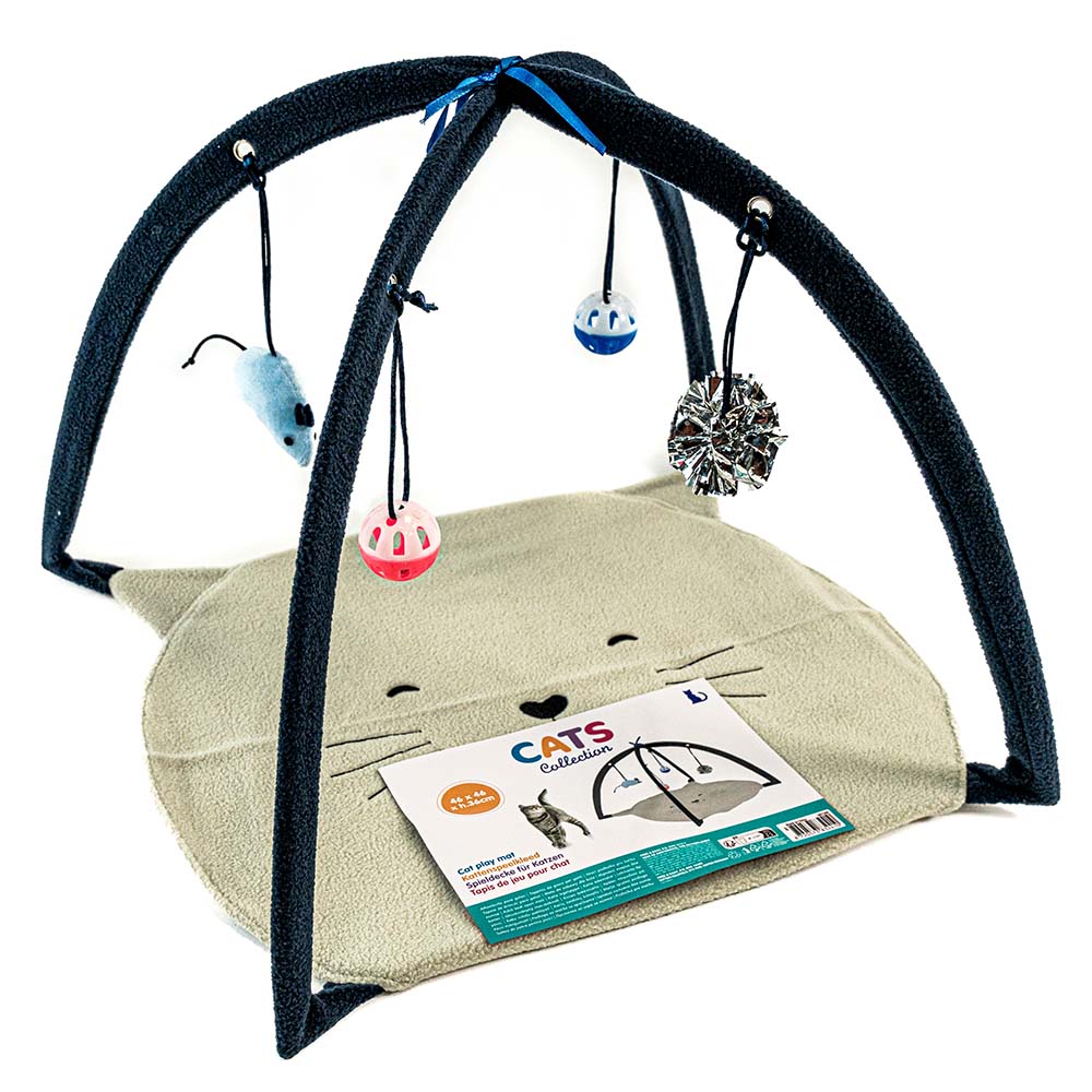 Interactive Cat Play Area – Activity Mat with Hanging Toys