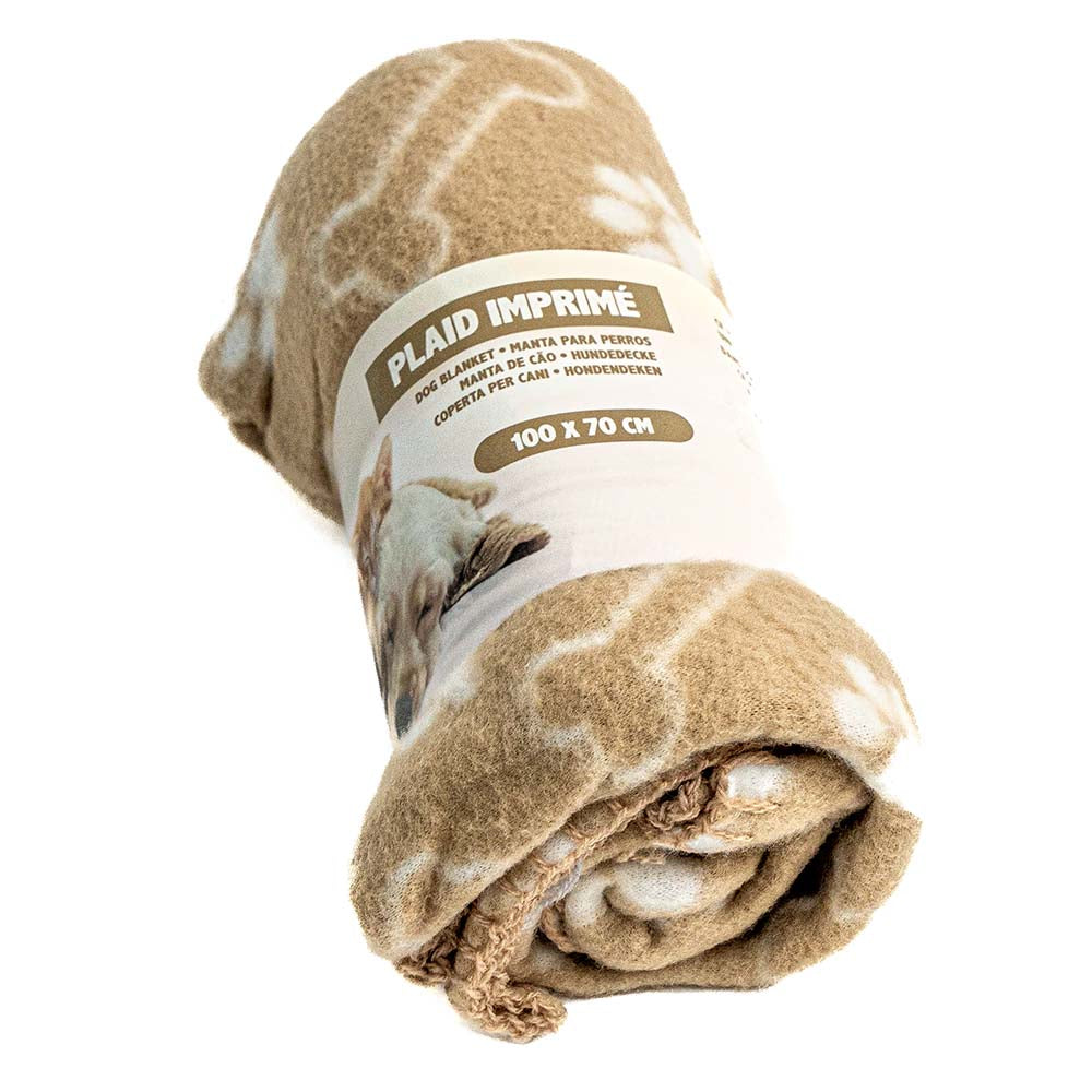 Plaid doux pour chien - Motifs Pattes et Os