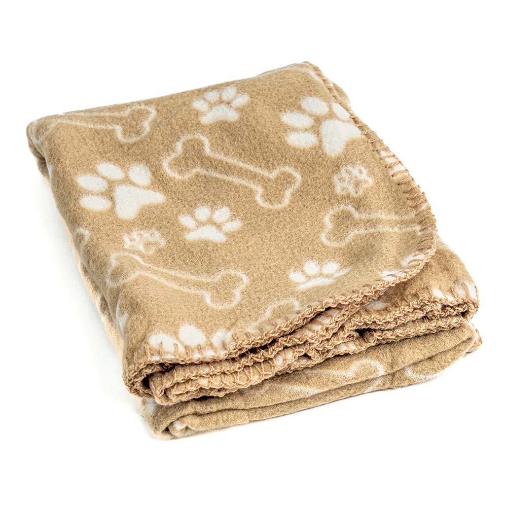 Plaid doux pour chien - Motifs Pattes et Os