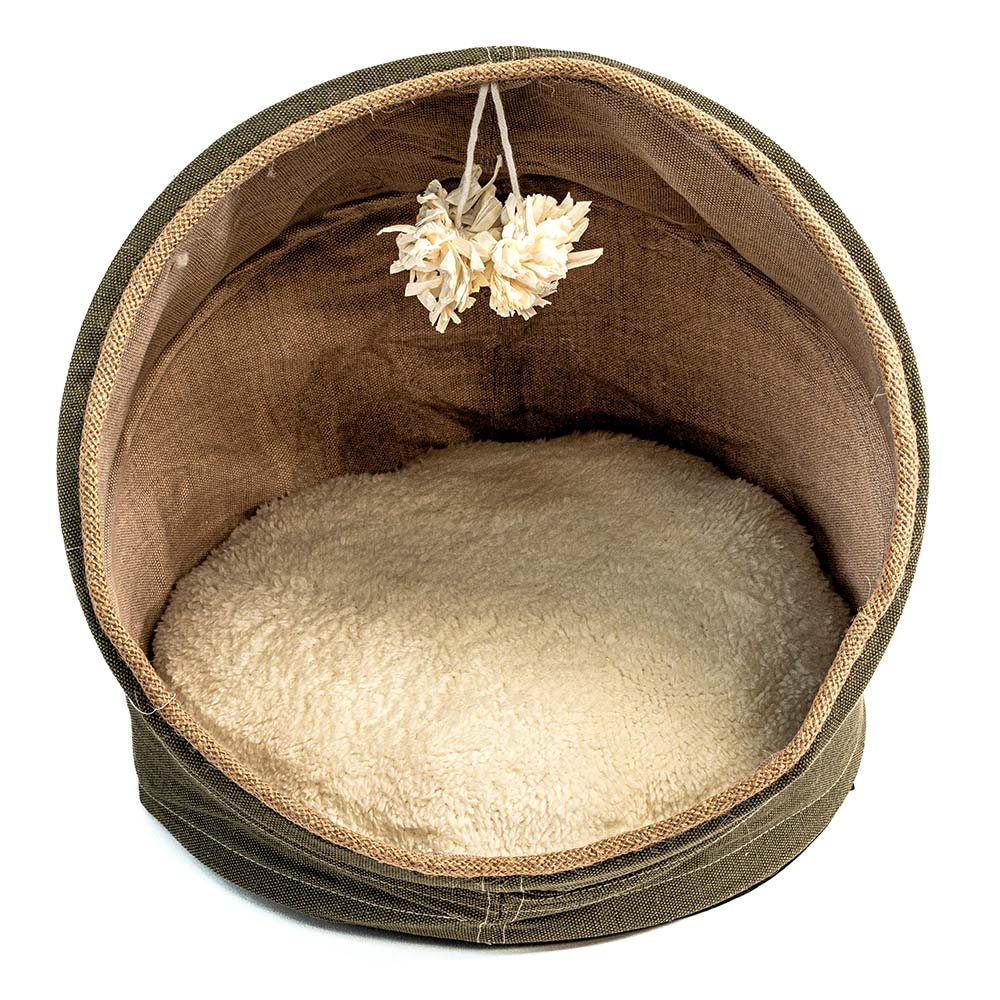 Expandable Cat Bed - Cozy Linen Bed with Soft Cushion