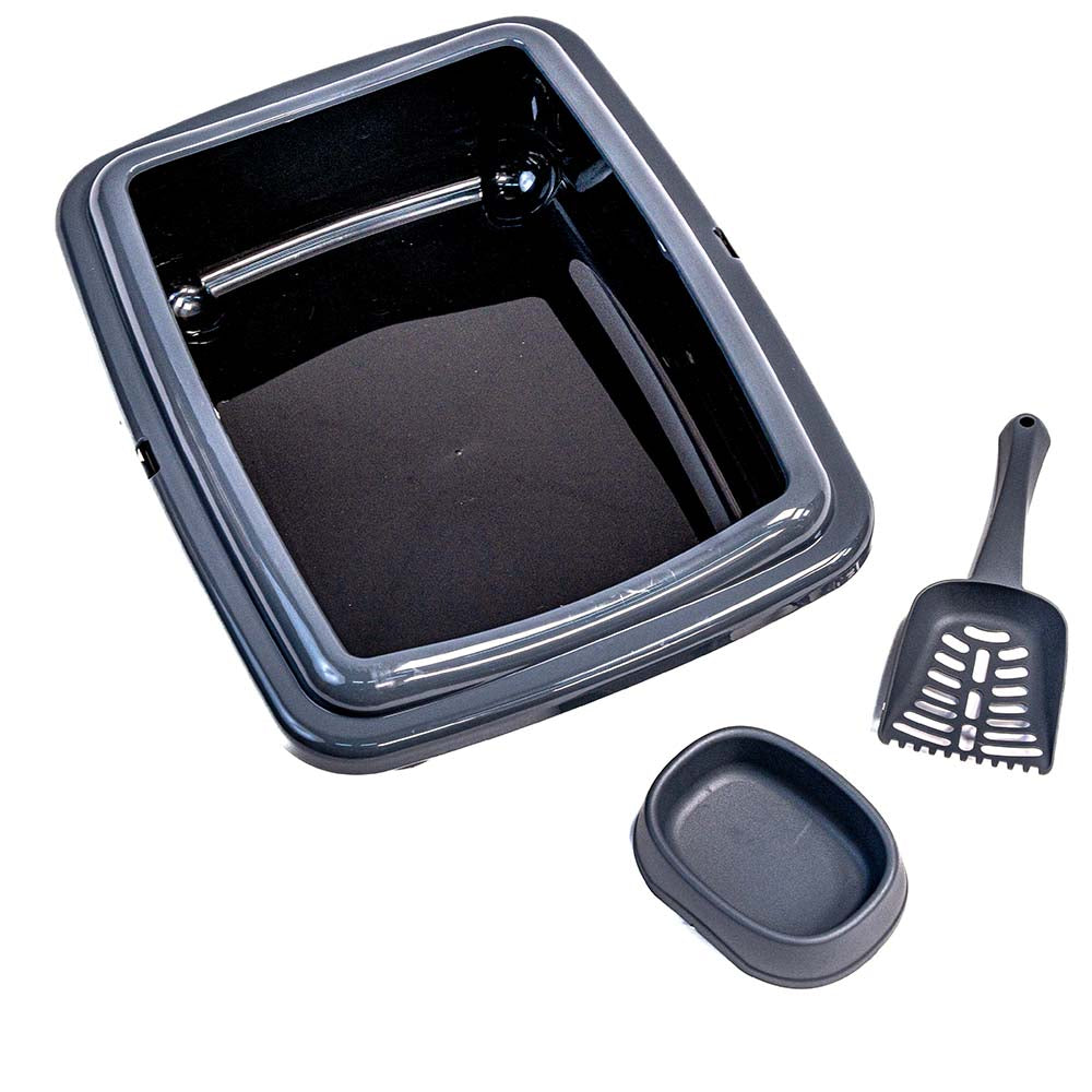 3-in-1 litter box: litter, bowl and scoop included