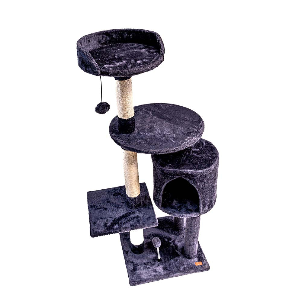 Arbre à Chat L40xL40xH112cm – Griffoir, Perchoirs et Niche Douillette
