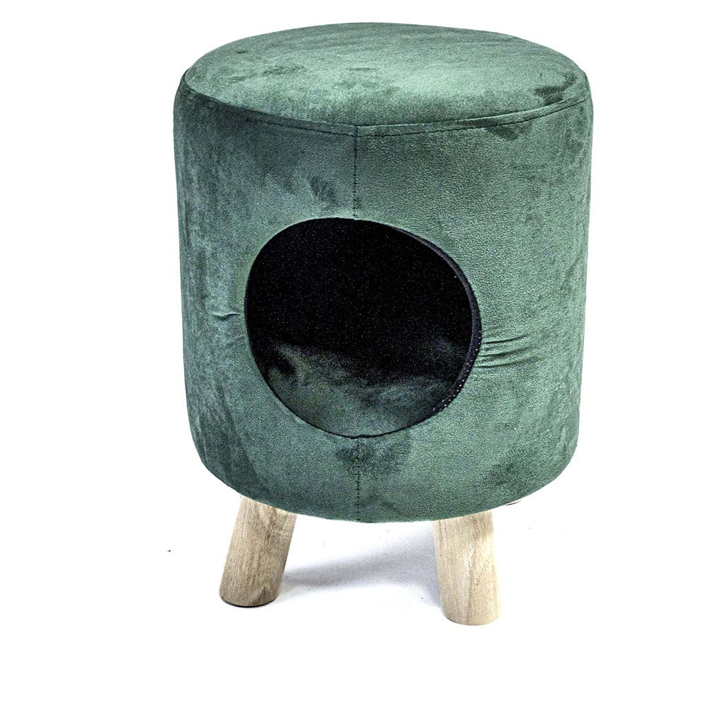 Cat Hideaway Stool - Cozy Cave with Wooden Legs