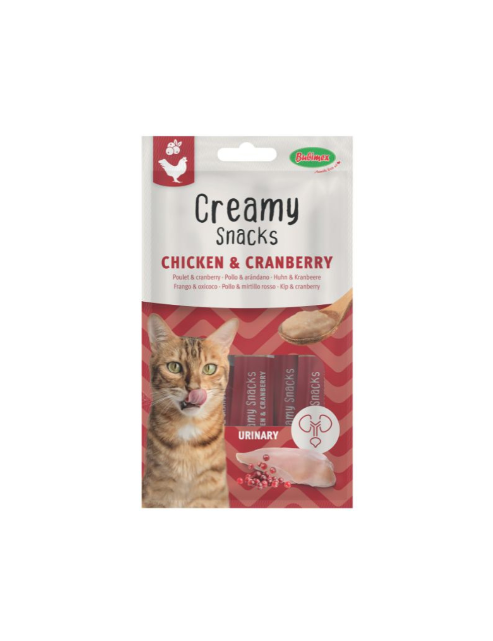 Creamy Snacks Chat x4, poulet/cranberry, 60g