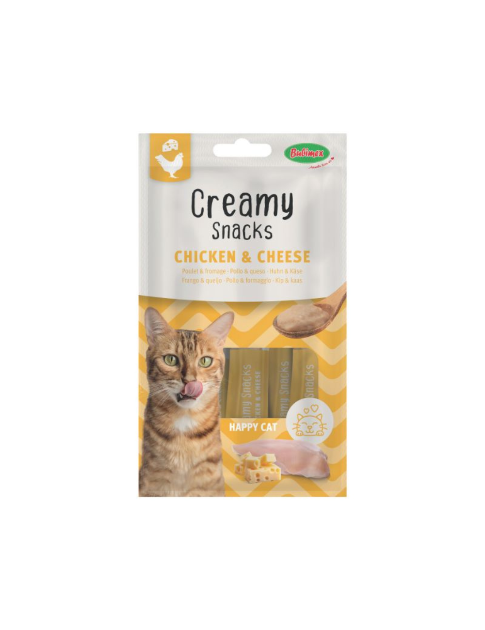 Creamy Snacks Chat x4, poulet/fromage, 60g