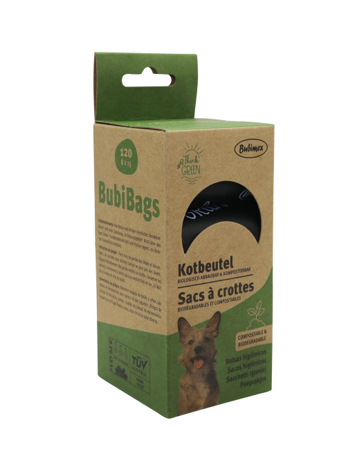 Sacs à crottes pour chien biodégradables & compostables – 120 sacs (8 × 15) | Certifiés TÜV, format 22 × 32 cm
