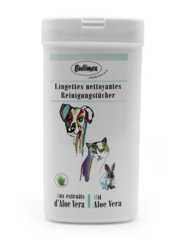 Lingettes nettoyantes pour chien, chat et rongeur – Boîte de 30 | Aux extraits d'Aloe Vera, formule douce