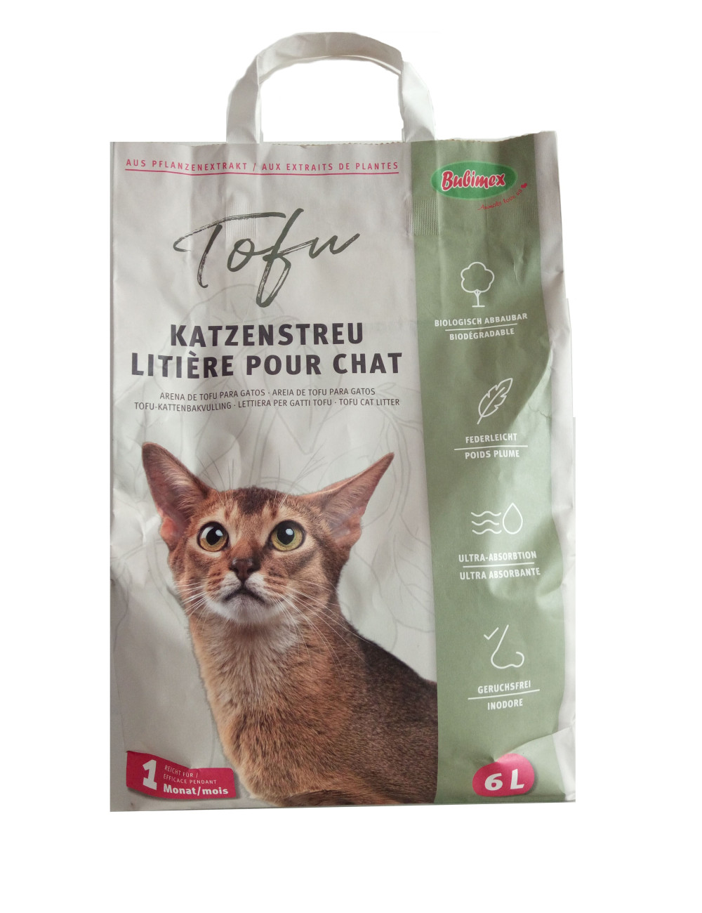 Litière de Tofu pour chat – 6 L | Naturelle, biodégradable, ultra-absorbante & inodore