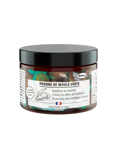 Poudre de moule verte pour chien – 60 g | Complément articulations, glucosamine & chondroïtine naturelles