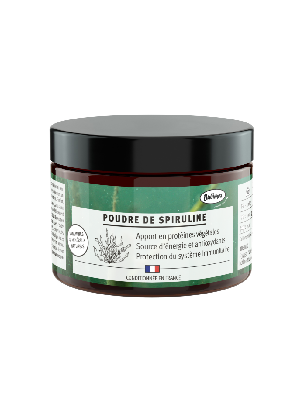 Poudre de spiruline pour chien – 60 g | Complément naturel riche en protéines végétales, énergie & antioxydants