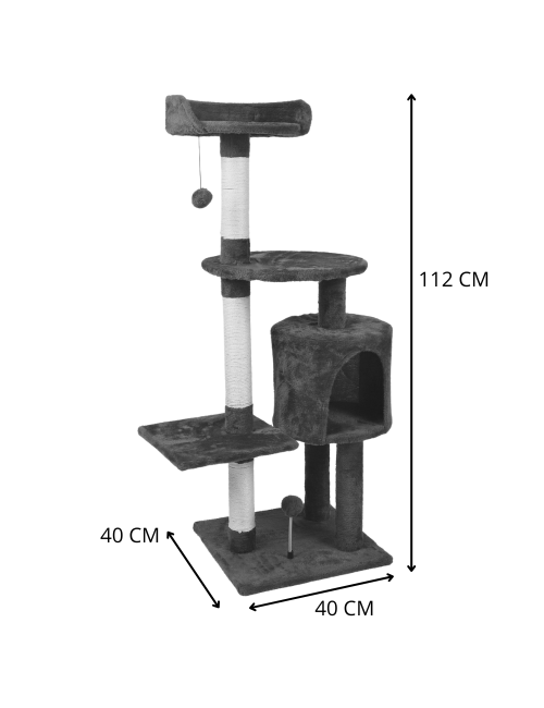 Arbre à Chat L40xL40xH112cm – Griffoir, Perchoirs et Niche Douillette