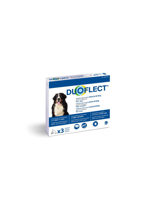 DUOFLECT chien 40/60 KG - 3 pipettes Antiparasitaires Anti-Puces et Tiques