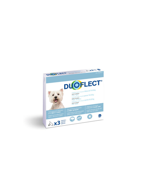 DUOFLECT chien 10/20 KG - 3 pipettes Antiparasitaires Anti-Puces et Tiques