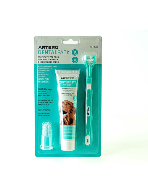 Artero Kit Hygiène Dentaire – Brosse et Dentifrice pour Chiens