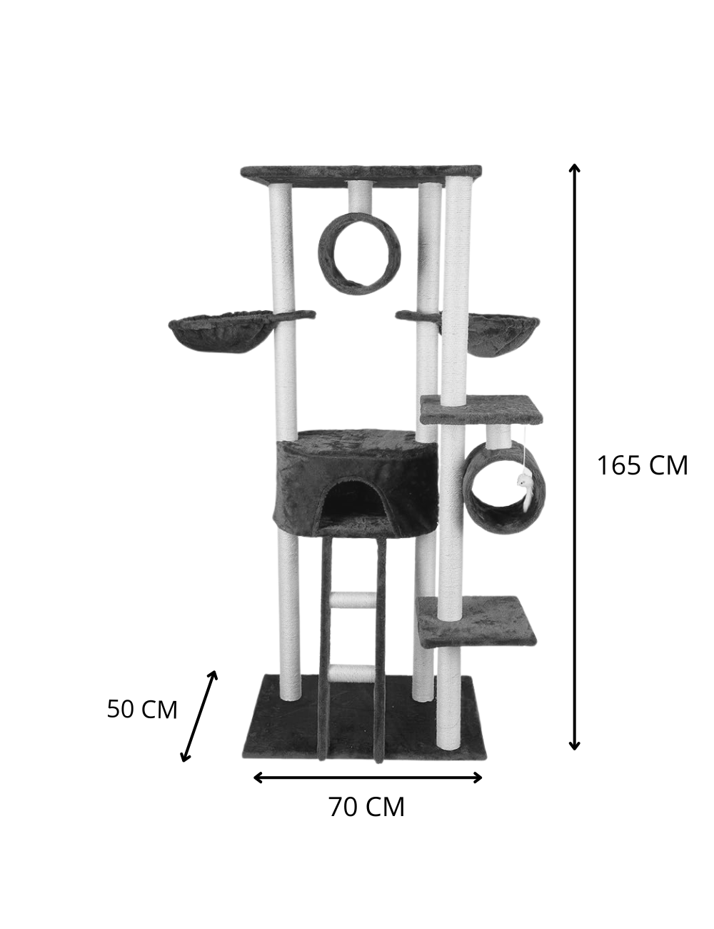 Arbre à Chat XXL H165cm – Aire de Jeu avec Griffoir et Plateformes