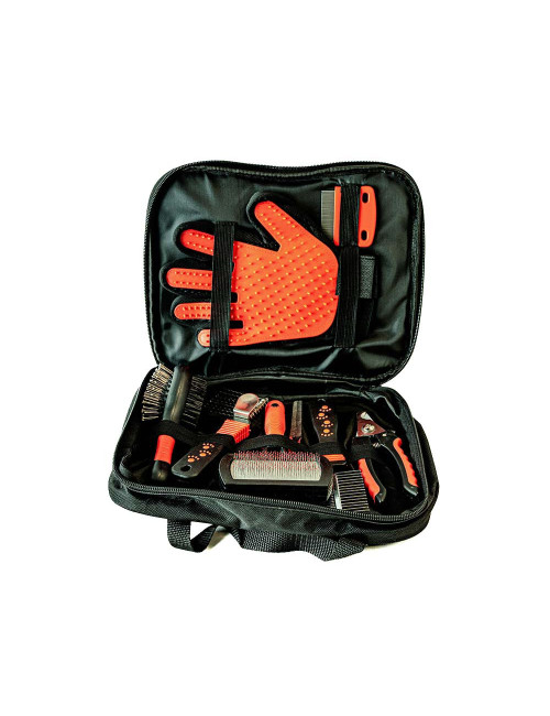 Kit de Toilettage Complet pour Chien et Chat - Brosse, Gant, Ciseaux et Peigne