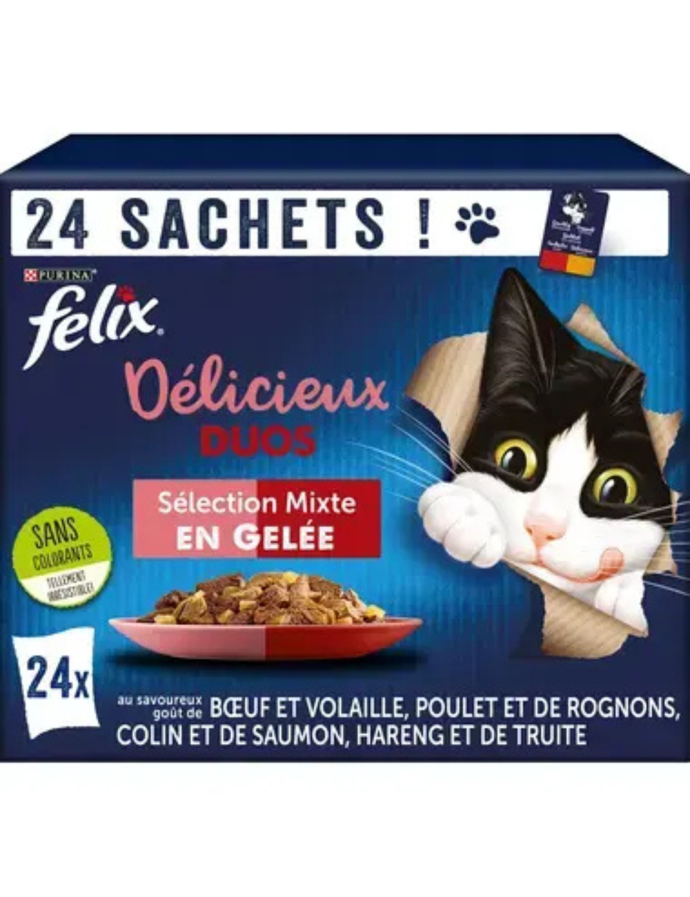 FELIX - Sachets pour chat Tendres Effilés Délicieux Duos - Sélection Mixte - 24x85g