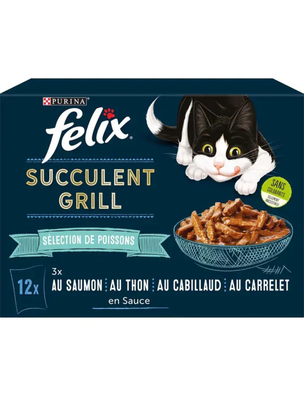 FELIX - Sachets pour chat Succulent Grill – Sélection Poisson - 12x80g