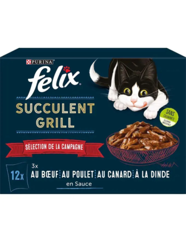FELIX - Sachets pour chat Succulent Grill – Sélection Campagne - 12x80g