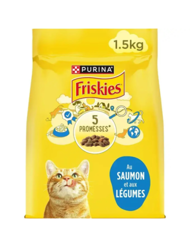 FRISKIES CHAT ADULTE - Croquettes au Saumon et aux Légumes - 1.5kg