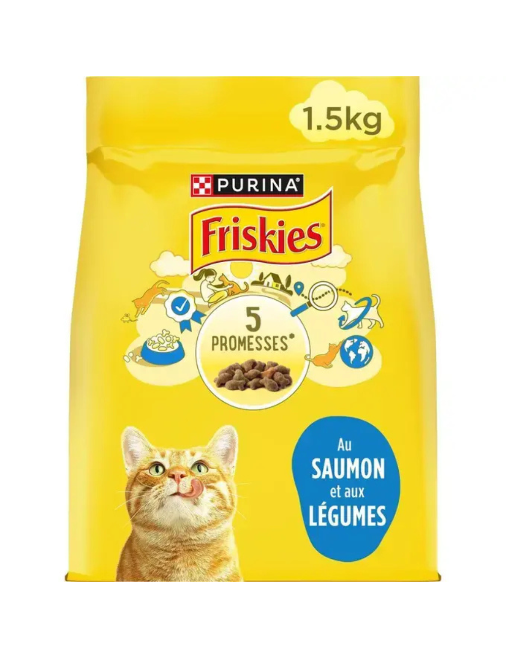 FRISKIES CHAT ADULTE - Croquettes au Saumon et aux Légumes - 1.5kg
